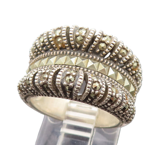 JUDITH JACK 925 Silver  Vintage Marcasite Art Deco Fashion Ring Sz 6  RG26211