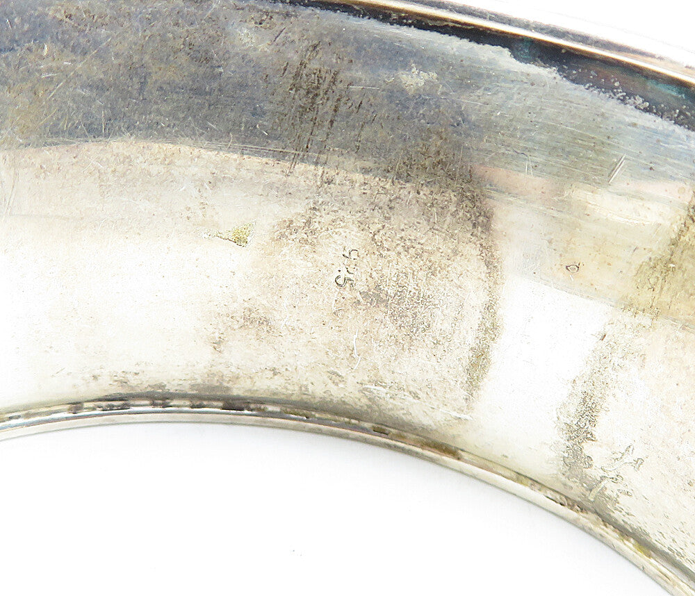 925 Sterling Silver  Vintage Shiny Swirl Twist Concave Cuff Bracelet  BT2656