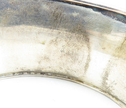 925 Sterling Silver  Vintage Shiny Swirl Twist Concave Cuff Bracelet  BT2656