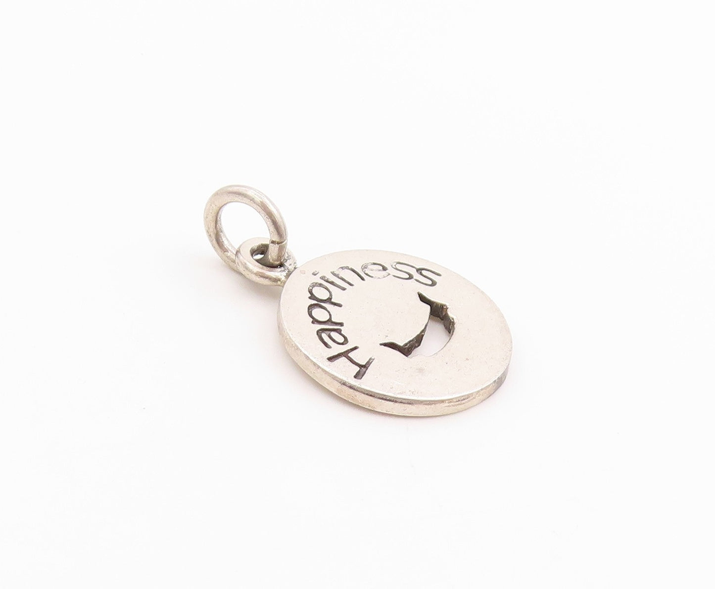 925 Sterling Silver Vintage Pendant Happiness Charm with Cut Out Smiley  PT24888