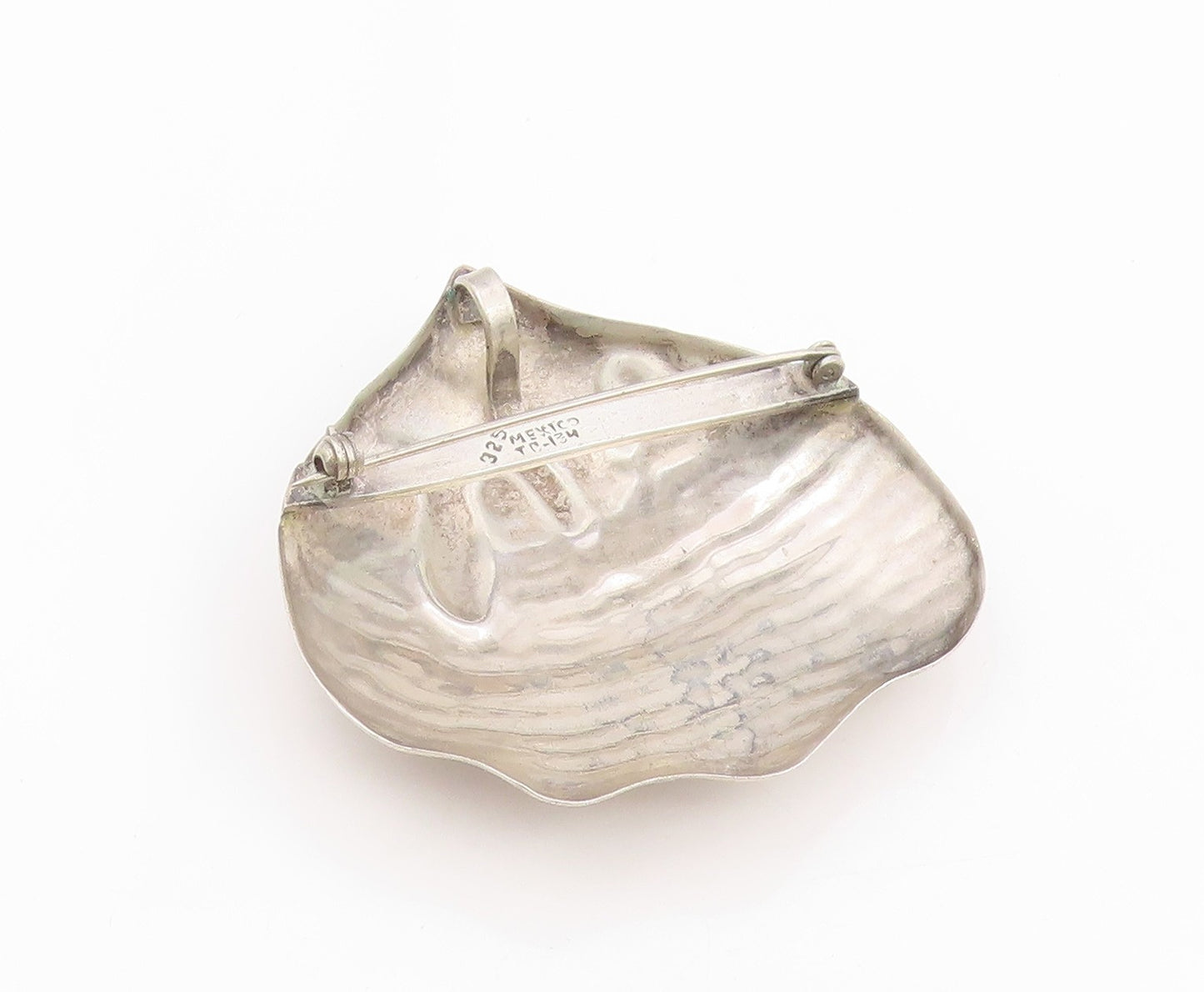 925 Sterling Silver Vintage Brooch Pin MEXICO Scalloped Clam Shell  BP12507