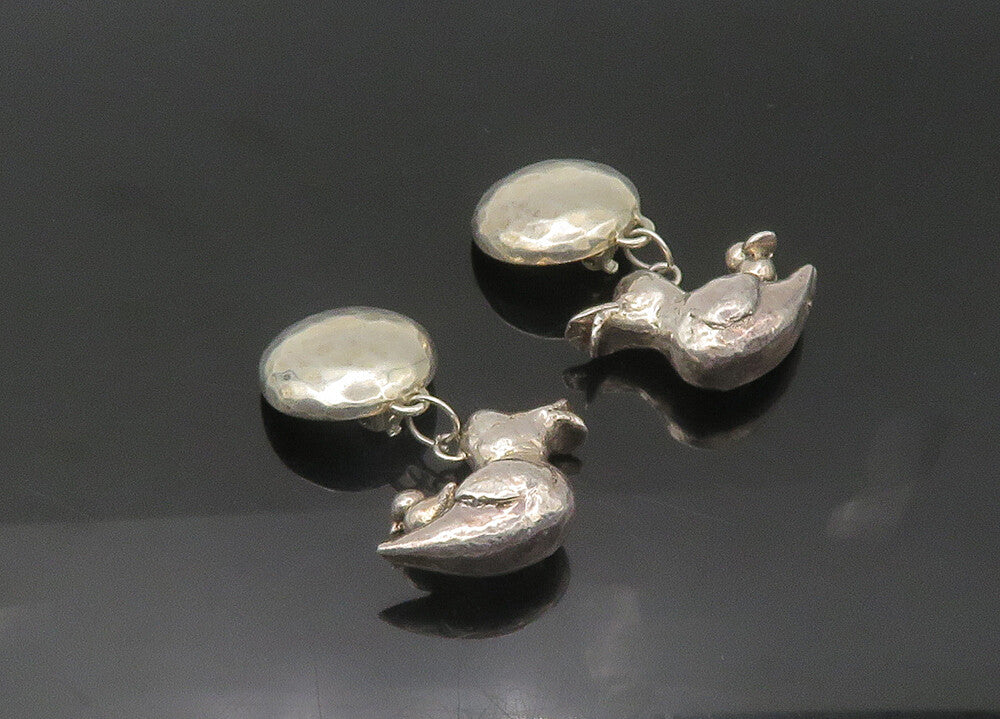 SUSAN CUMMINGS 925 Silver  Vintage Mom & Baby Duck Non Pierce Earrings EG10912