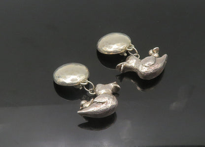 SUSAN CUMMINGS 925 Silver  Vintage Mom & Baby Duck Non Pierce Earrings EG10912
