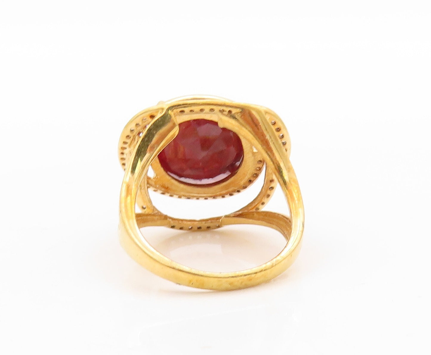 925 Sterling Silver Vintage Ring Gold Plated Gemstone & CZ Bands  Sz 7  RG30904
