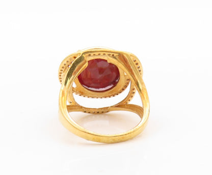 925 Sterling Silver Vintage Ring Gold Plated Gemstone & CZ Bands  Sz 7  RG30904