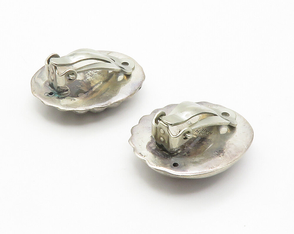 925 Sterling Silver  Vintage Fluted Dome Non Pierce Drop Earrings  EG7278