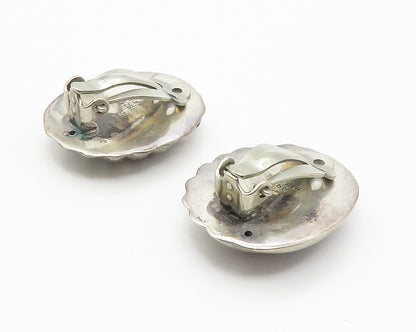 925 Sterling Silver  Vintage Fluted Dome Non Pierce Drop Earrings  EG7278