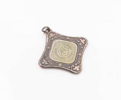 925 Sterling Silver  Vintage Curacao Orange Blossom 5ct Medal Pendant  PT21444