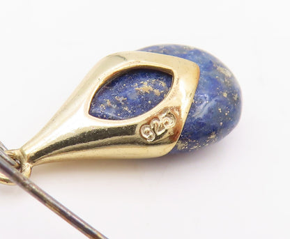 925 Sterling Silver Vintage Earrings Gold Plated Lapis Lazuli Teardrop  EG13967