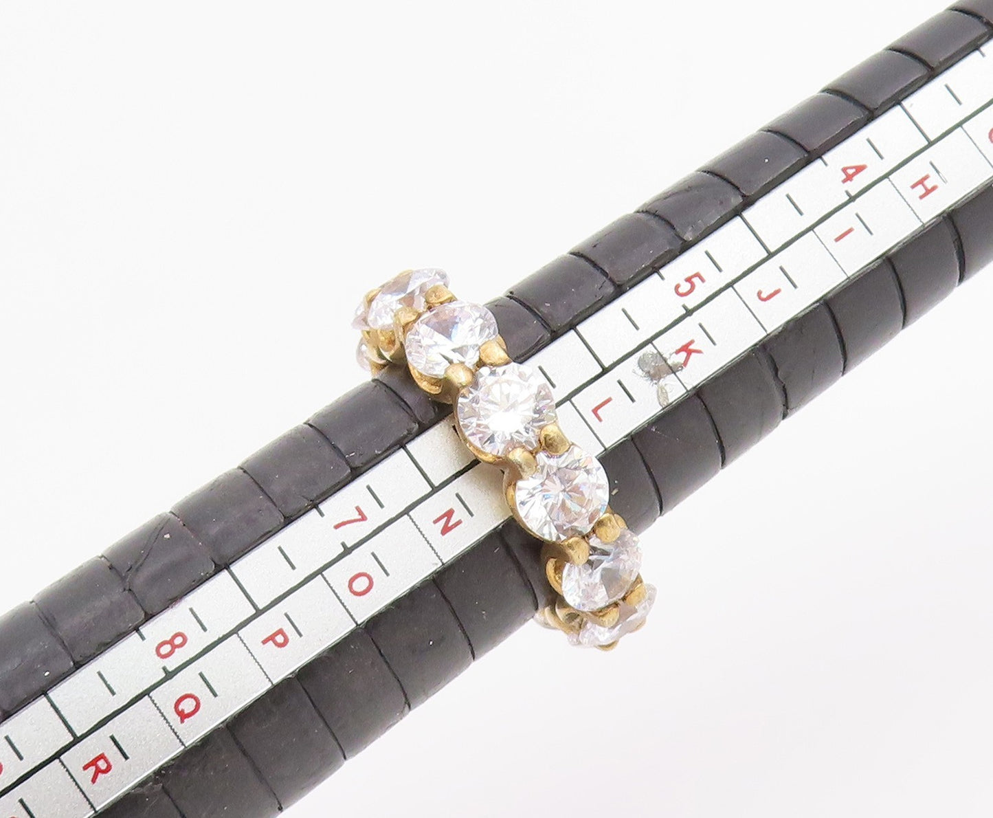 925 Sterling Silver Vintage Ring Gold Plated Topaz Eternity Band  Sz 6  RG34756