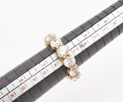 925 Sterling Silver Vintage Ring Gold Plated Topaz Eternity Band  Sz 6  RG34756