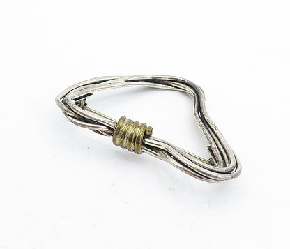 MEXICO 925 Sterling Silver  Vintage Two Tone Wrapped Detail Brooch Pin  BP2029