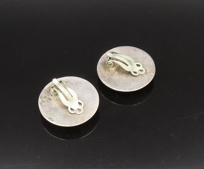 SOUTHWESTERN 925 Sterling Silver Vintage Etched Star Motif Dome Earrings EG12298