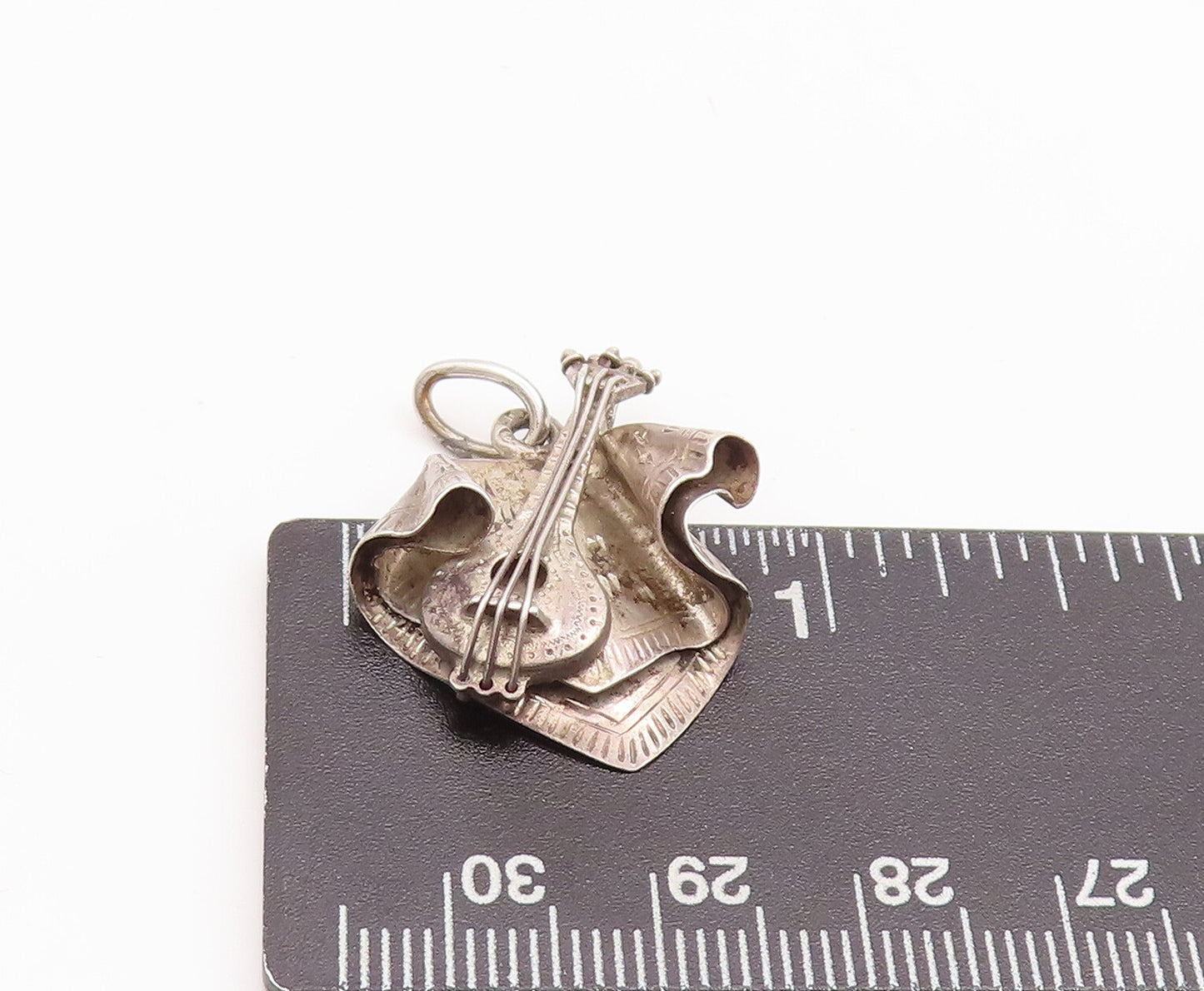 925 Sterling Silver Vintage Pendant Cutout Classical Musical Instrument  PT23267
