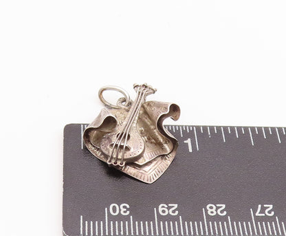 925 Sterling Silver Vintage Pendant Cutout Classical Musical Instrument  PT23267