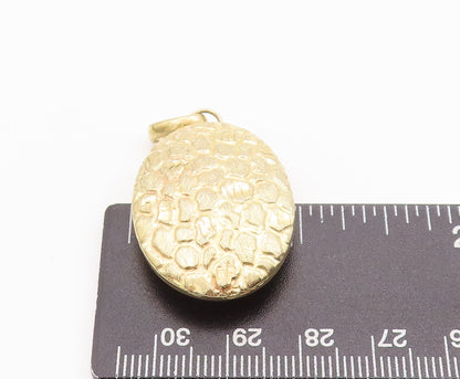 925 Sterling Silver Vintage Pendant Oval Rough Finish Gold Plated  PT23279