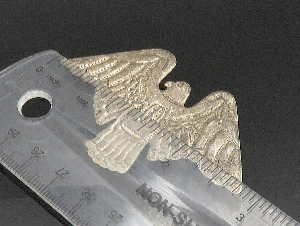 925 Sterling Silver  Vintage Flying Etched Bald Eagle Brooch Pin  BP9428