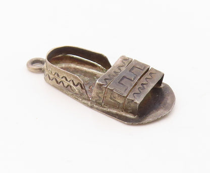 925 Silver Vintage Oxidized Sandal Etched Detail Pendant PT9210