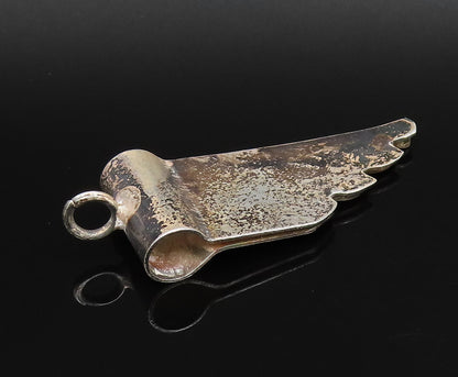 MIDDLE EAST 925 Sterling Silver Vintage Abstract Wavy Ends Pendant  PT21828