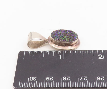 925 Sterling Silver Vintage Pendant DTR JAY KING Drusy Quartz Charm  PT25729