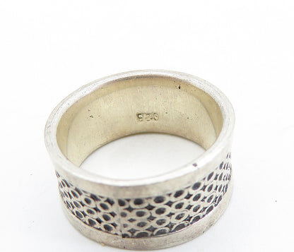 925 Sterling Silver  Vintage Circle Patterned Round Band Ring Sz 6.5  RG6102