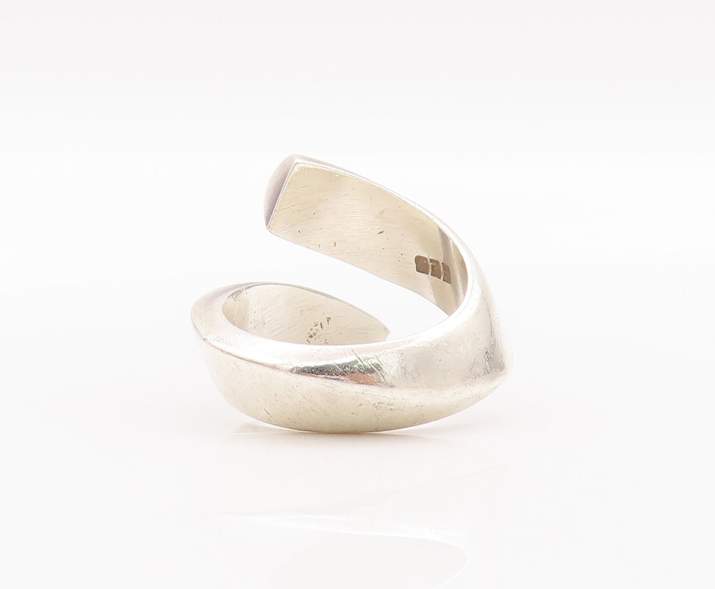 925 Sterling Silver Vintage Ring Designer Solid Cutout Bypass  Sz 9.5  RG28159