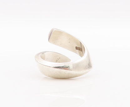 925 Sterling Silver Vintage Ring Designer Solid Cutout Bypass  Sz 9.5  RG28159