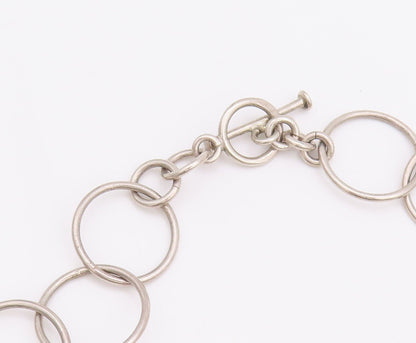 925 Sterling Silver Vintage Necklace Modernist Solid Large Beads Chain  NE4347