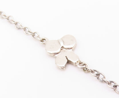 925 Sterling Silver Vintage Necklace Chained Linked Cutout Bows NE4578
