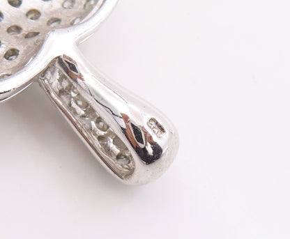 925 Sterling Silver Vintage Pendant Sparkling CZ Clustered Love Heart  PT25736