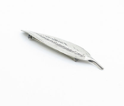 DANECRAFT 925 Silver  Vintage Etched Single Feather Motif Brooch Pin  BP1195