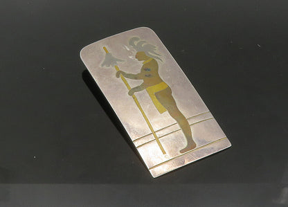 METALES MEXICO 925 Silver  Vintage Shiny Warrior Square Brooch Pin  BP8552