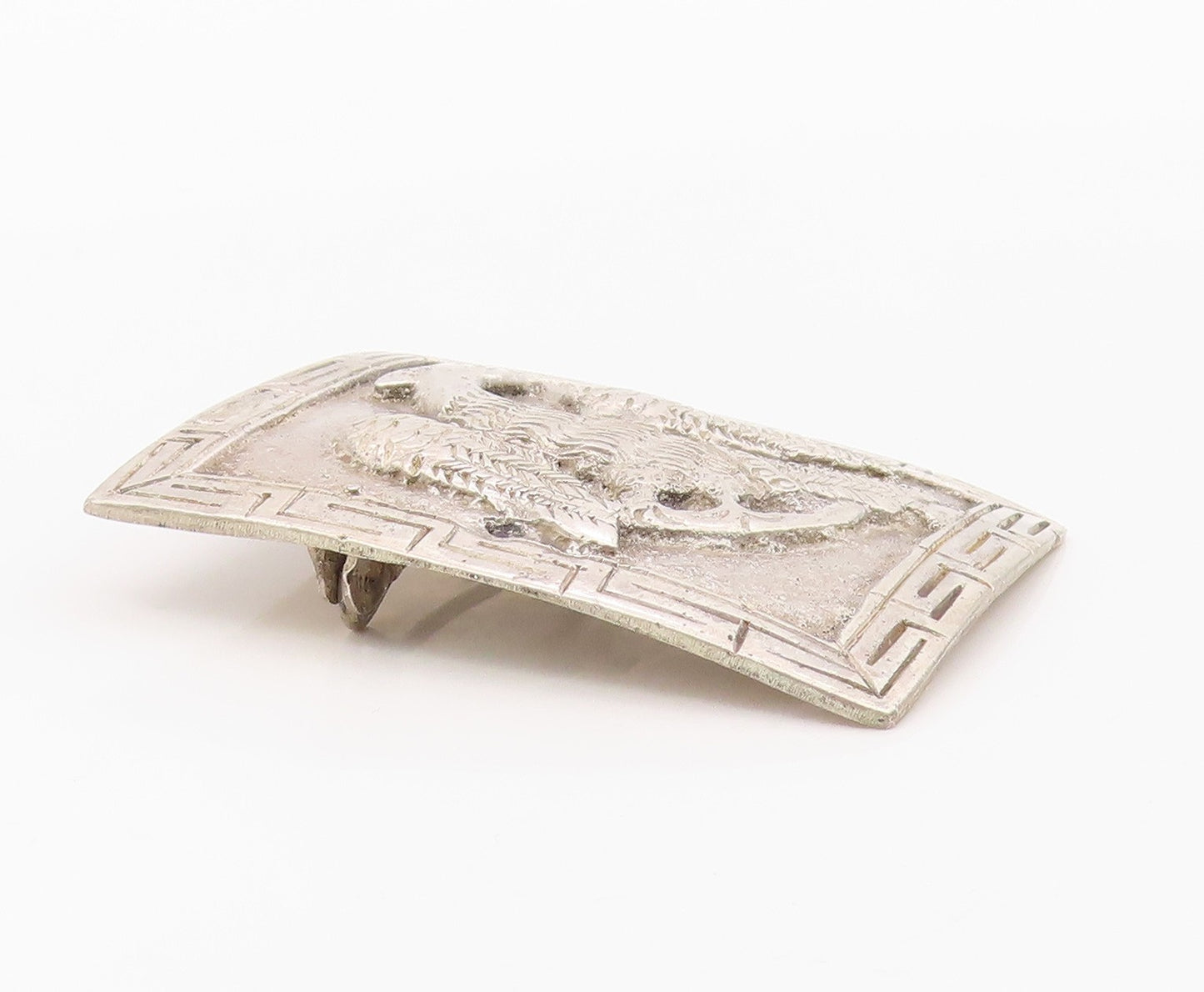 925 Sterling Silver Vintage Brooch Aztec Phoenix Bird Geometric Pin  BP12557
