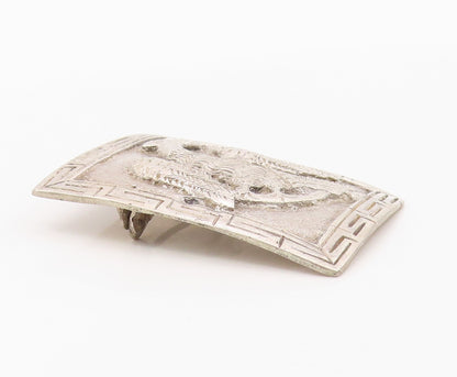 925 Sterling Silver Vintage Brooch Aztec Phoenix Bird Geometric Pin  BP12557