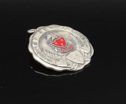 JOSTEN 925 Silver  Vintage Antique 1954 Enamel Trenton Sport Brooch Pin BP9727