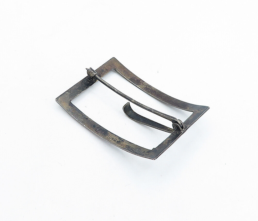 925 Sterling Silver  Vintage Oxidized Swirl Etched Pattern Belt Buckle  TR1191
