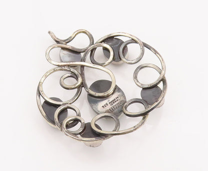 925 Sterling Silver Vintage Pendant TEPPICH ISRAEL Loop Carved Gemstones PT23114