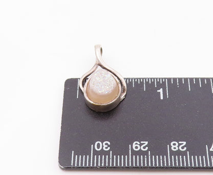 SAJEN 925 Sterling Silver Vintage Druzy Stone Tear Drop Shiny Pendant PT16629