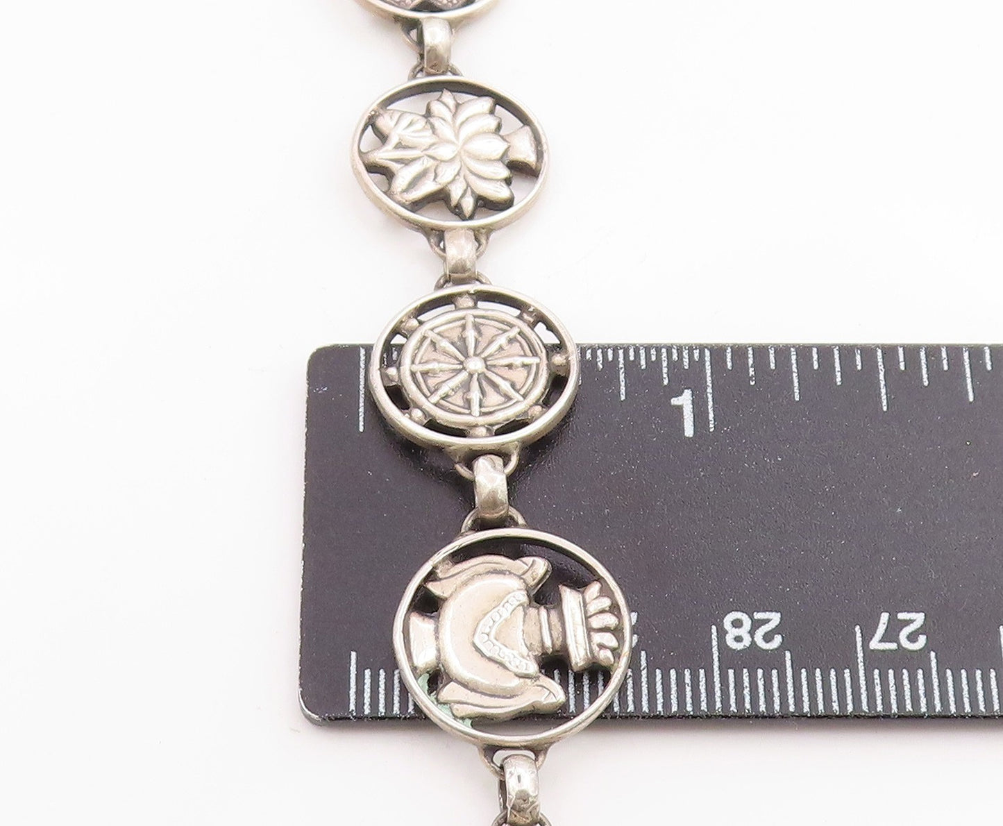 925 Sterling Silver Vintage Bracelet Classic Symbol Of Good Fortune Link BT12045