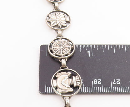 925 Sterling Silver Vintage Bracelet Classic Symbol Of Good Fortune Link BT12045