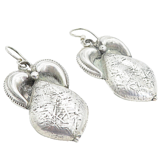925 Sterling Silver  Vintage Antique Hollow Textured Dangle Earrings  EG3032