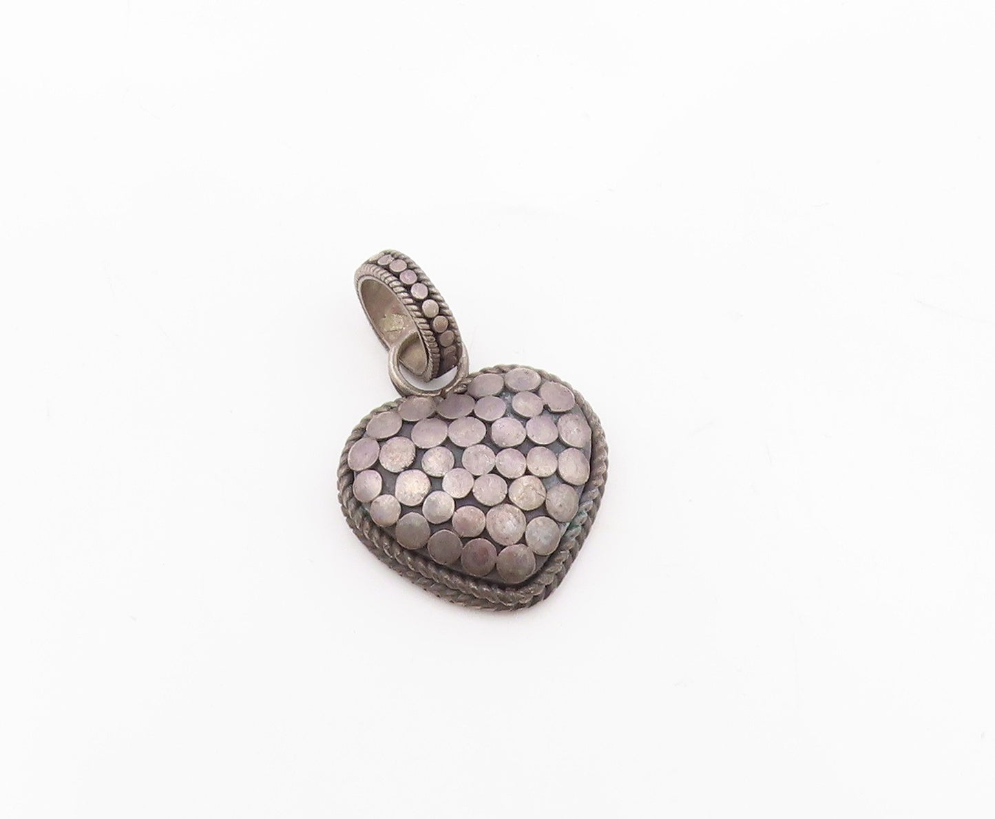 925 Sterling Silver  Vintage Dark Tone Love Heart Dome Twist Pendant  PT16305