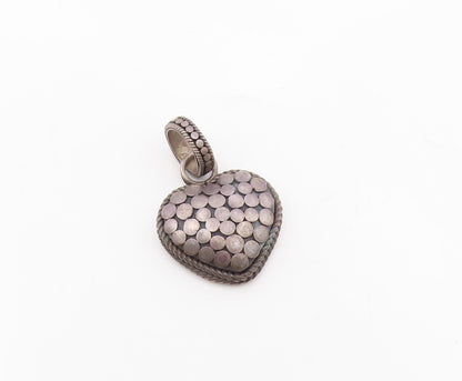 925 Sterling Silver  Vintage Dark Tone Love Heart Dome Twist Pendant  PT16305