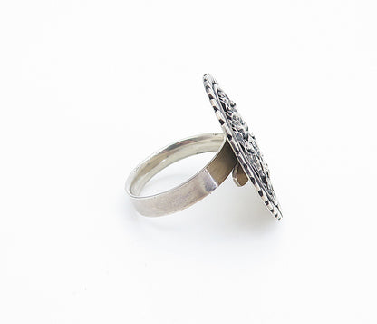 925 Sterling Silver  Vintage Modernist Sculpted Round Band Ring Sz 6.5  RG8099