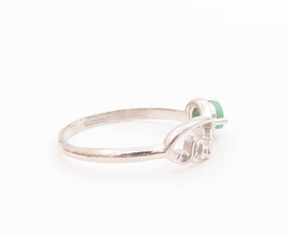 925 Sterling Silver Vintage Ring Emerald Mom Infinity Love Band  Sz 9  RG36149