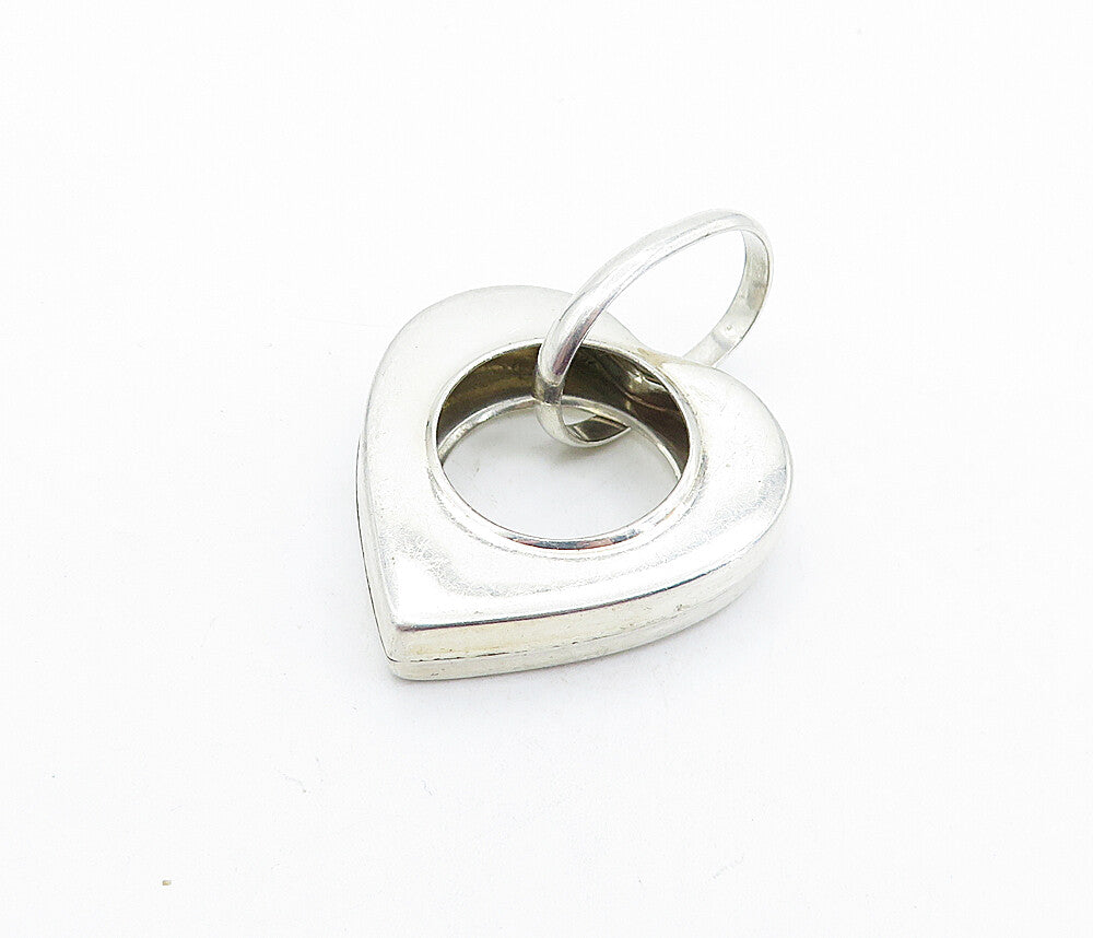 925 Sterling Silver  Vintage Shiny Minimalist Open Love Heart Pendant  PT4555