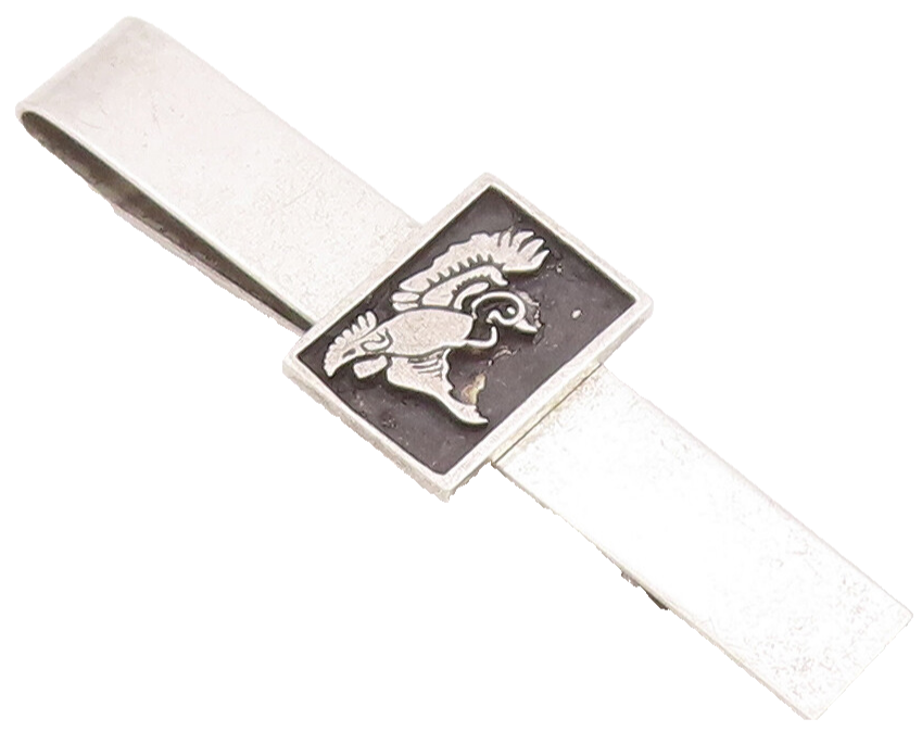 925 Sterling Silver Vintage Tie Clip HAYWARD Rectangle Etched Flying Bird TR3706