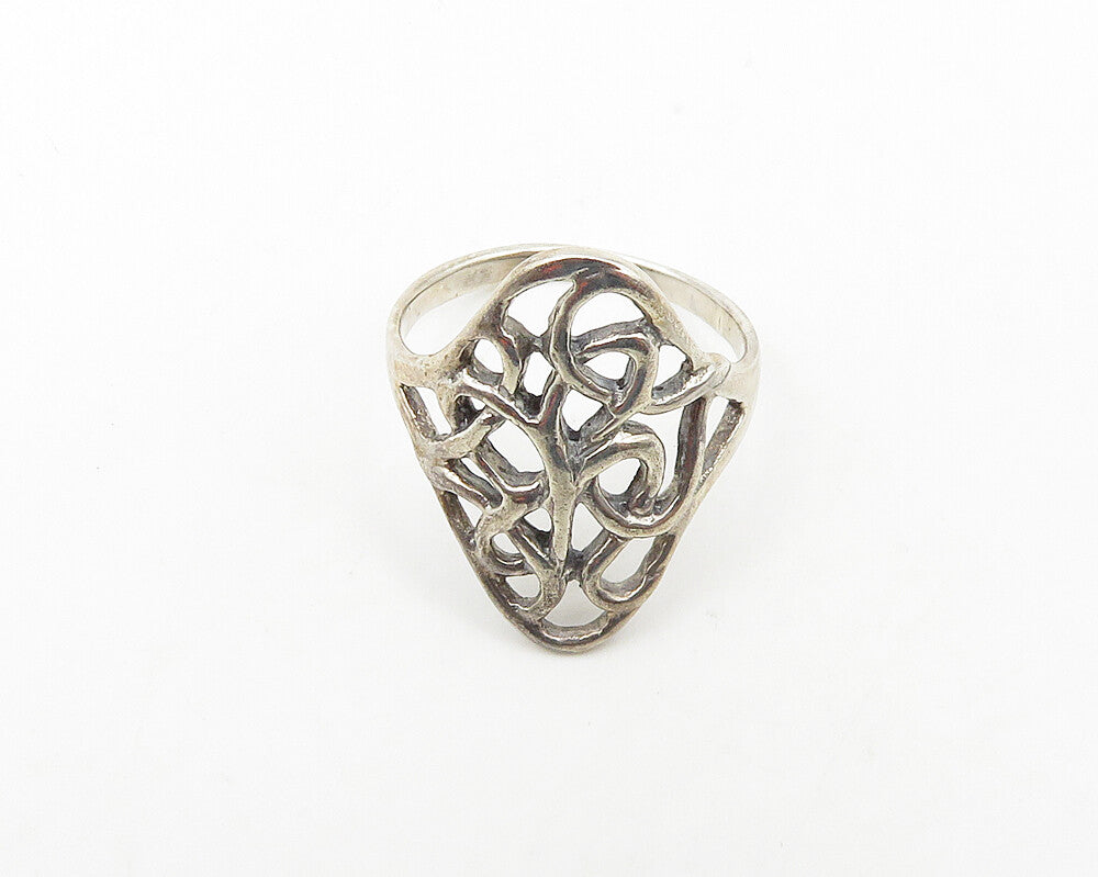 925 Sterling Silver  Vintage Shiny Interlaced Design Band Ring Sz 5.5  RG18654