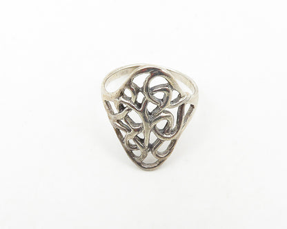 925 Sterling Silver  Vintage Shiny Interlaced Design Band Ring Sz 5.5  RG18654