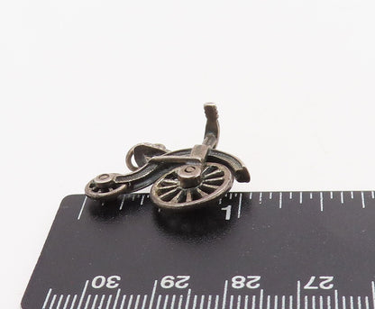 925 Sterling Silver Vintage Pendant Retro High Wheeled Bicycle Charm  PT25393